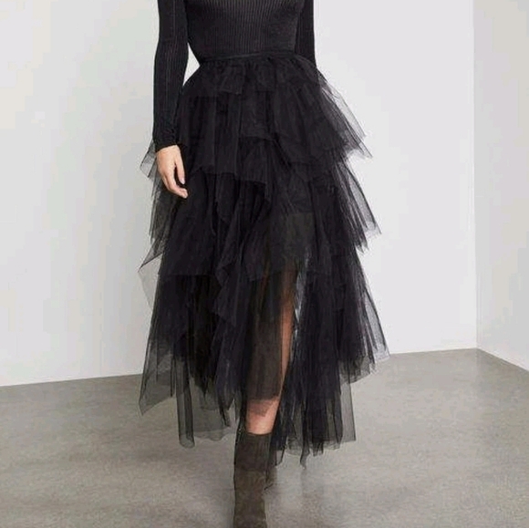 BCBGmaxazria Tulle Ruffles Formal Maxi Skirt